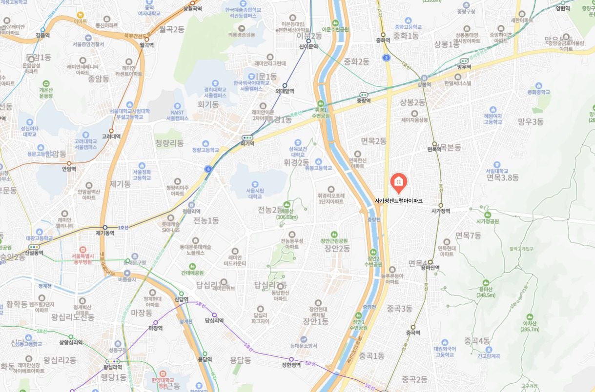사가정 센트럴 아이파크 원거리 위치도